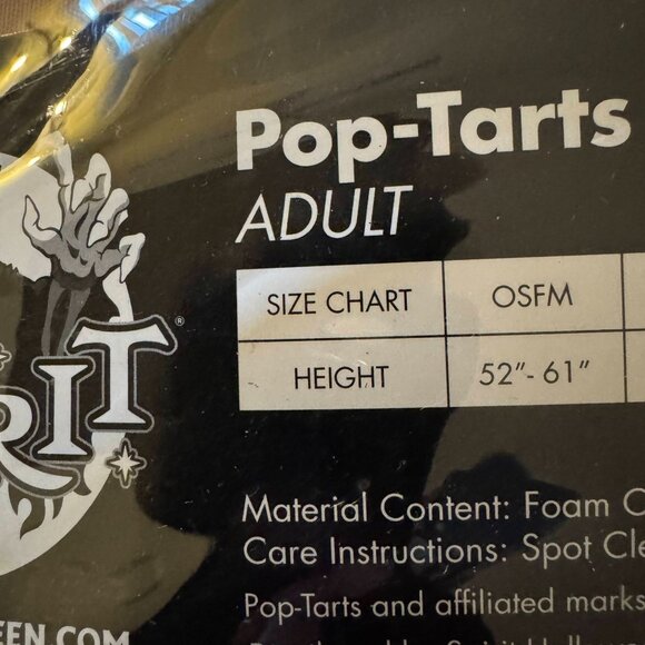 Spirit Halloween Adult Pop Tart Halloween 3D Foam Costume One Size women or men - Picture 12 of 15